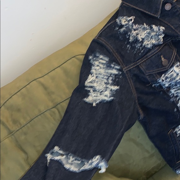 Custom distressed navy denim jacket - Picture 6 of 6